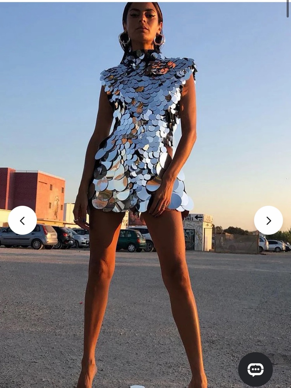 Party Disco Sequin Mini Dress - Silver